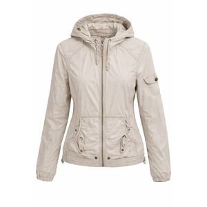 Eddie Bauer Ripstop Utility Jacket Hooded Lightweight Beige Women S Casual